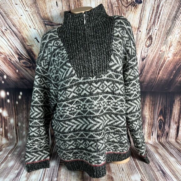 Christopher & Banks Sweaters - Christopher & Banks Womens Size X Large Black Gray Mock Neck Sweater 1/4 Zip Top